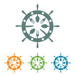 Logotipo timon con cubiertos en varios colores