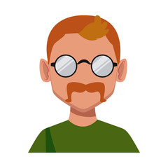 Geek man with round frame glasses icon vector illustration graphic design