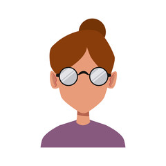 Geek girl with round frame glasses icon vector illustration graphic design