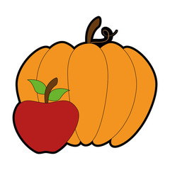 pumpkin and apple fresh isolated icon vector illustration design