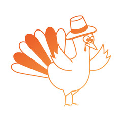 thanksgiving turkey with hat character icon vector illustration design