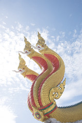  Three head naka statue At Watmuang, Ang Thong