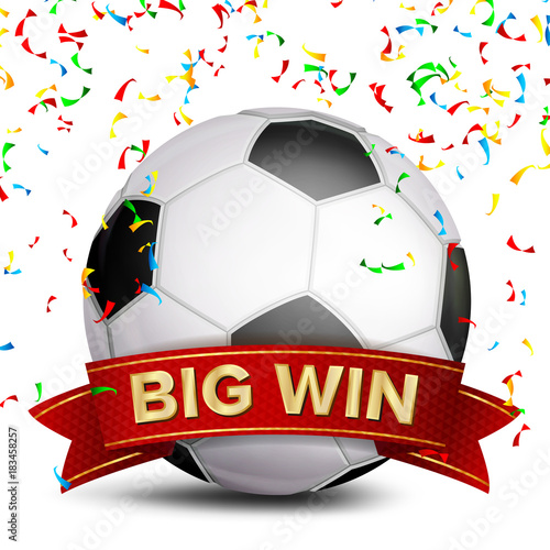 Football Award Vector Red Ribbon Big Sport Game Win Banner