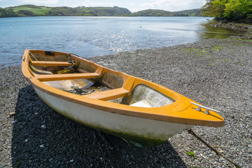 Row boat on the shores of Loch Hyne, Cork, Ireland