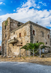 Naklejka premium Medievil Tower in Rovies, Evia island, Greece