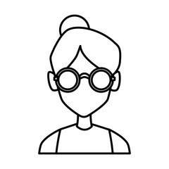 Obraz na płótnie Canvas Geek girl with round frame glasses icon vector illustration graphic design
