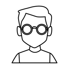 Geek man with round frame glasses icon vector illustration graphic design