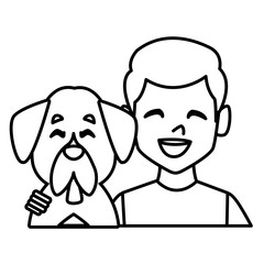 Man with dog cartoon icon vector illustration graphic design