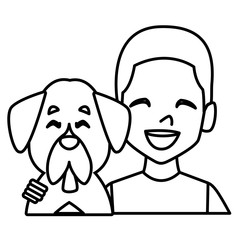 Man with dog cartoon icon vector illustration graphic design