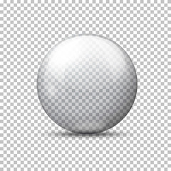 Vector realistic transparent ball, on plaid background.