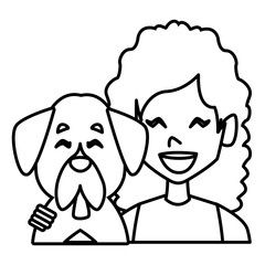 Fototapeta na wymiar Woman with dog cartoon icon vector illustration graphic design
