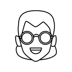 Geek girl with round frame glasses icon vector illustration graphic design