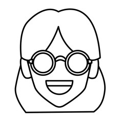Geek girl with round frame glasses icon vector illustration graphic design