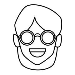 Geek man with round frame glasses icon vector illustration graphic design