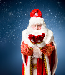 Santa Claus on blue background.