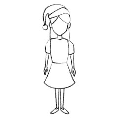 Young woman with christmas hat icon vector illustration graphic design