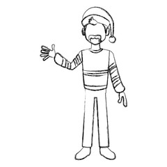 Young man with santa claus hat icon vector illustration graphic design