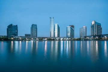 Fototapeta premium modern city waterfront downtown skyline,China..