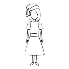 Young woman with christmas hat icon vector illustration graphic design