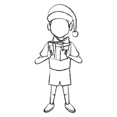 Man with christmas giftbox icon vector illustration graphic design