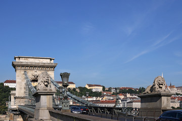 Chain bridge Budapest city Hungary