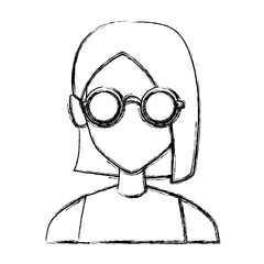Geek girl with round frame glasses icon vector illustration graphic design