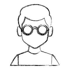 Geek man with round frame glasses icon vector illustration graphic design