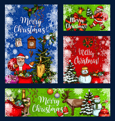 Christmas greeting wish vector sketch cards
