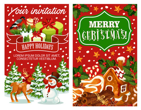 Merry Christmas holiday greeting vector card