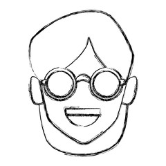 Geek girl with round frame glasses icon vector illustration graphic design
