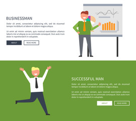 Businessman with Successful Man Web Page Design