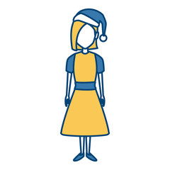 Young woman with christmas hat icon vector illustration graphic design