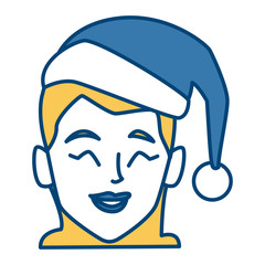 woman face with christmas hat icon vector illustration graphic design