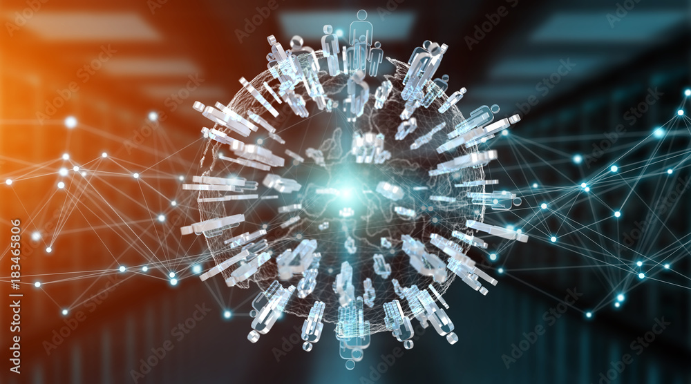 Poster Social media digital interface background 3D rendering
