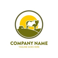 Obraz premium cattle farm logo illustration. vector. editable