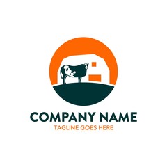 cattle farm logo illustration. vector. editable