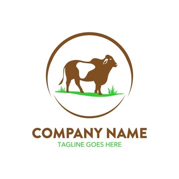 cattle farm logo illustration. vector. editable