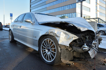 Accident damage on a car