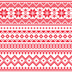 Lapland vector seamless winter pattern, Sami people folk art design, traditional knitting and embroidery