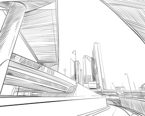 Obraz premium Dubai. Zjednoczone Emiraty Arabskie. Ręcznie rysowane szkic miasta. Ilustracji wektorowych.