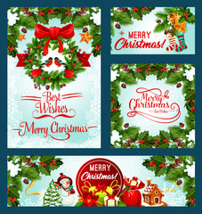 Merry Christmas holiday vector greeting cards