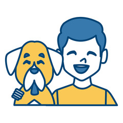 Man with dog cartoon icon vector illustration graphic design