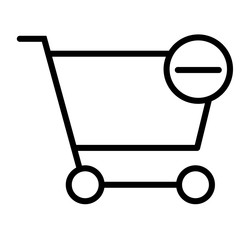 Remove Items from Shopping Cart Pixel Perfect Vector Thin Line Icon 48x48. Simple Minimal Pictogram