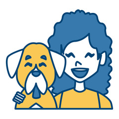 Woman with dog cartoon icon vector illustration graphic design