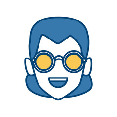 Geek girl with round frame glasses icon vector illustration graphic design