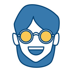 Geek girl with round frame glasses icon vector illustration graphic design