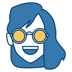 Geek girl with round frame glasses icon vector illustration graphic design