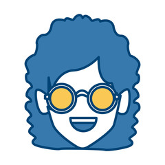 Geek girl with round frame glasses icon vector illustration graphic design