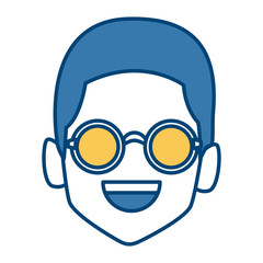 Geek man with round frame glasses icon vector illustration graphic design