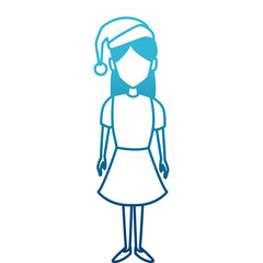 Young woman with christmas hat icon vector illustration graphic design